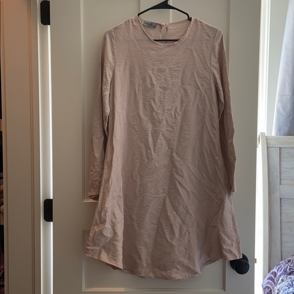 Cute Nude Long Sleeved Dress